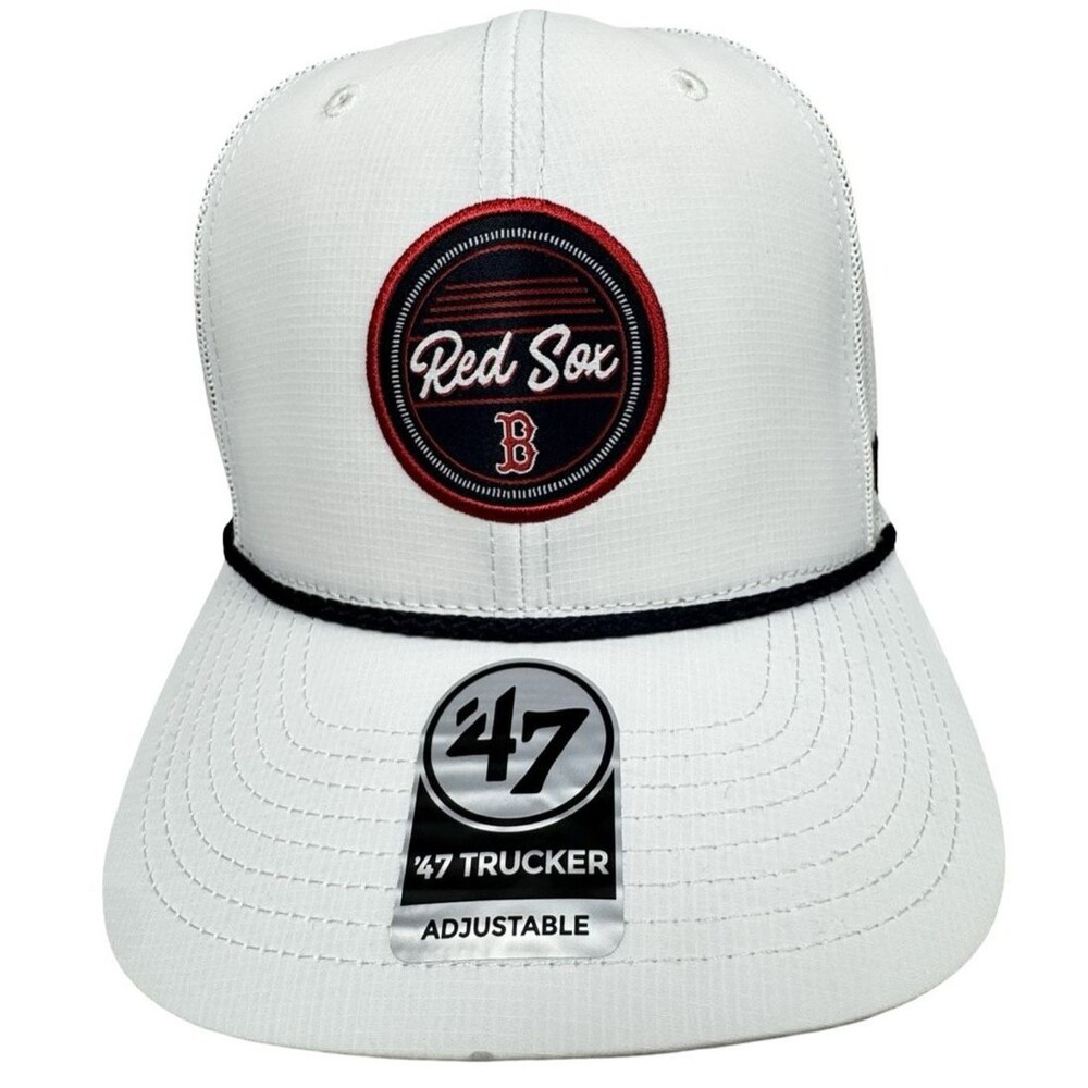 '47 Brand MLB Boston Red Sox Mens Trucker Hat Cap White Adjustable Snapback New